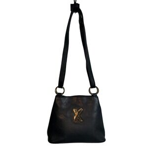 Paloma Picasso VINTAGE black shoulder bag purse 100% Genuine Italian Leather